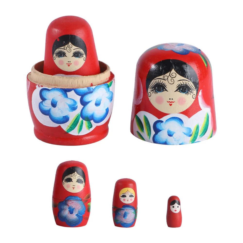 

5Pcs Wooden Russian Creative Nesting Doll Chic Home Adornment