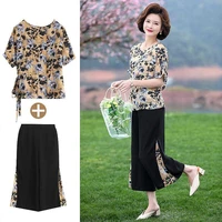 wide leg pants suits women summer new two piece set womens outfits fashion casual floral chiffon clothing femme mujer y883