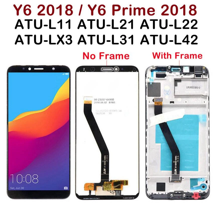 ЖК дисплей с тачскрином для Huawei Y6 2018 экран рамкой ATU L11 L21 L22 LX1 LX3 L31 L42|Экраны