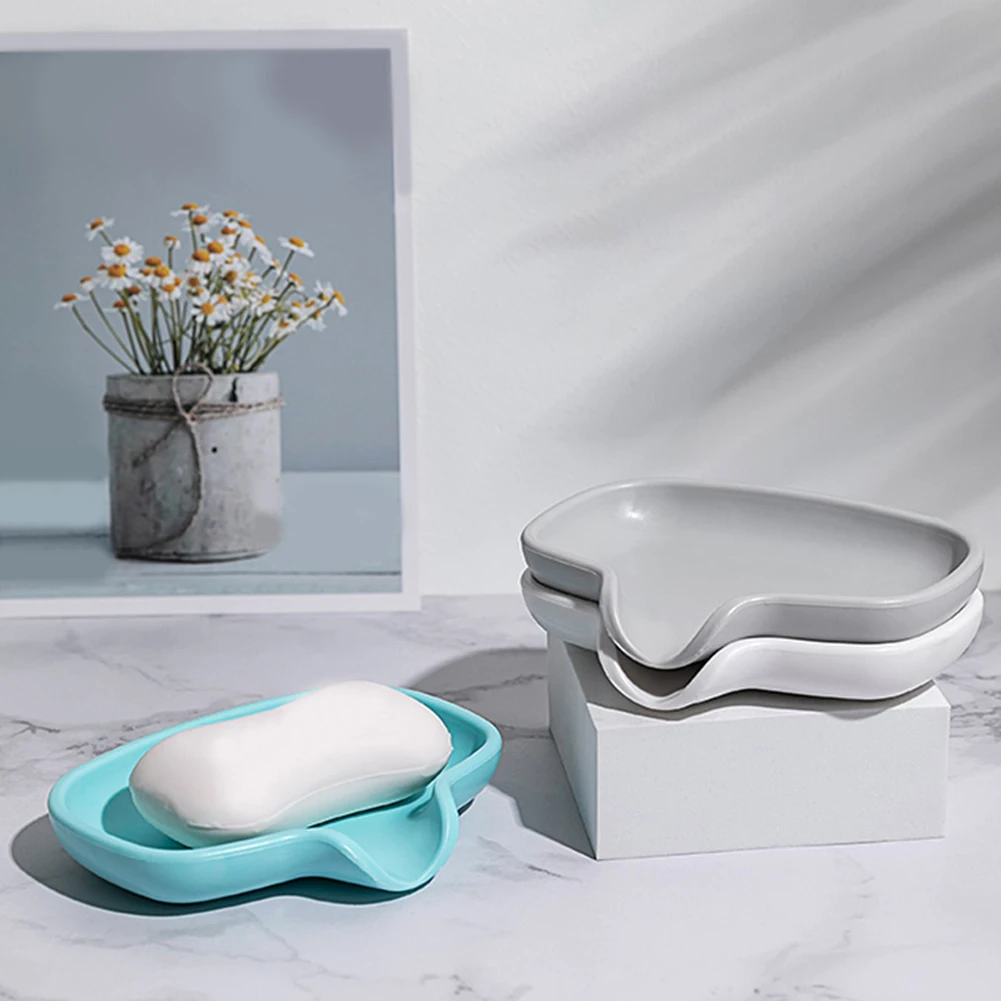

2pcs Freestanding With Drain Bar Shower Soap Dish Bathroom Organizer Draining Rack TPR Soft Fall Resistant Solid Sponge Holder