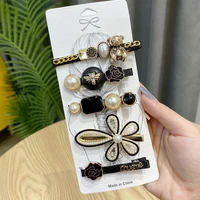 the new retro bear 5 piece suit hairpin boutique fashion hairpin pearl duckbill clip back head little bee word clip
