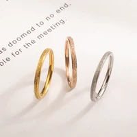 1 piece titanium stainless steel lovers couple ring gold tone silver plated frosted finger jewelry for women men gift