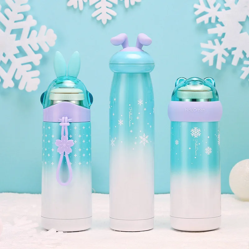 300 мл Термокружка с изображением снежного кролика из нержавеющей стали детский