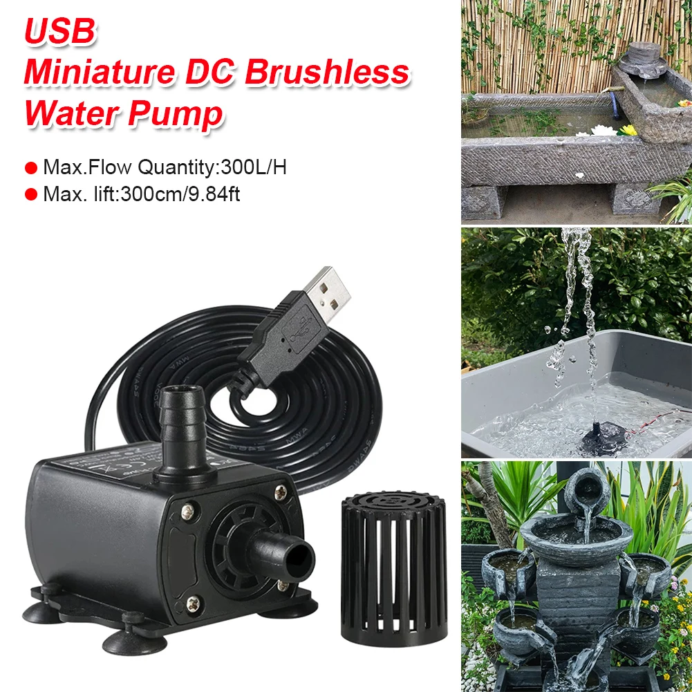 

300L/H Flow Rate Waterproof Brushless Pump Quiet Fountain Pump Bird Bath High Performance Garden Cooling Car Water Pump New