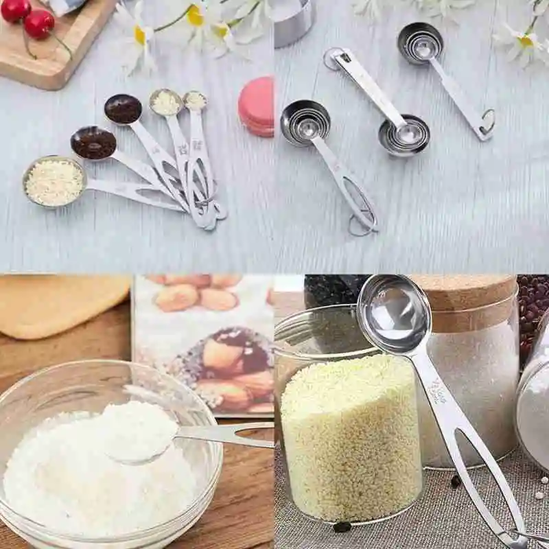 Набор из 5 стальных мерных ложек кухонный инструмент для выпечки мерная ложка