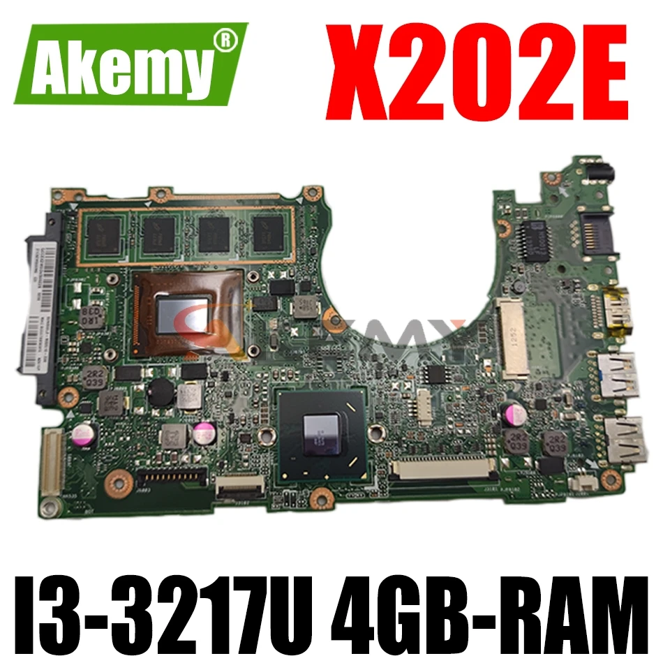 

AKEMY X202E Laptop Motherboard For ASUS VivoBook S200E X201E X201EP X201EV Original Mainboard 4GB-RAM I3-3217U