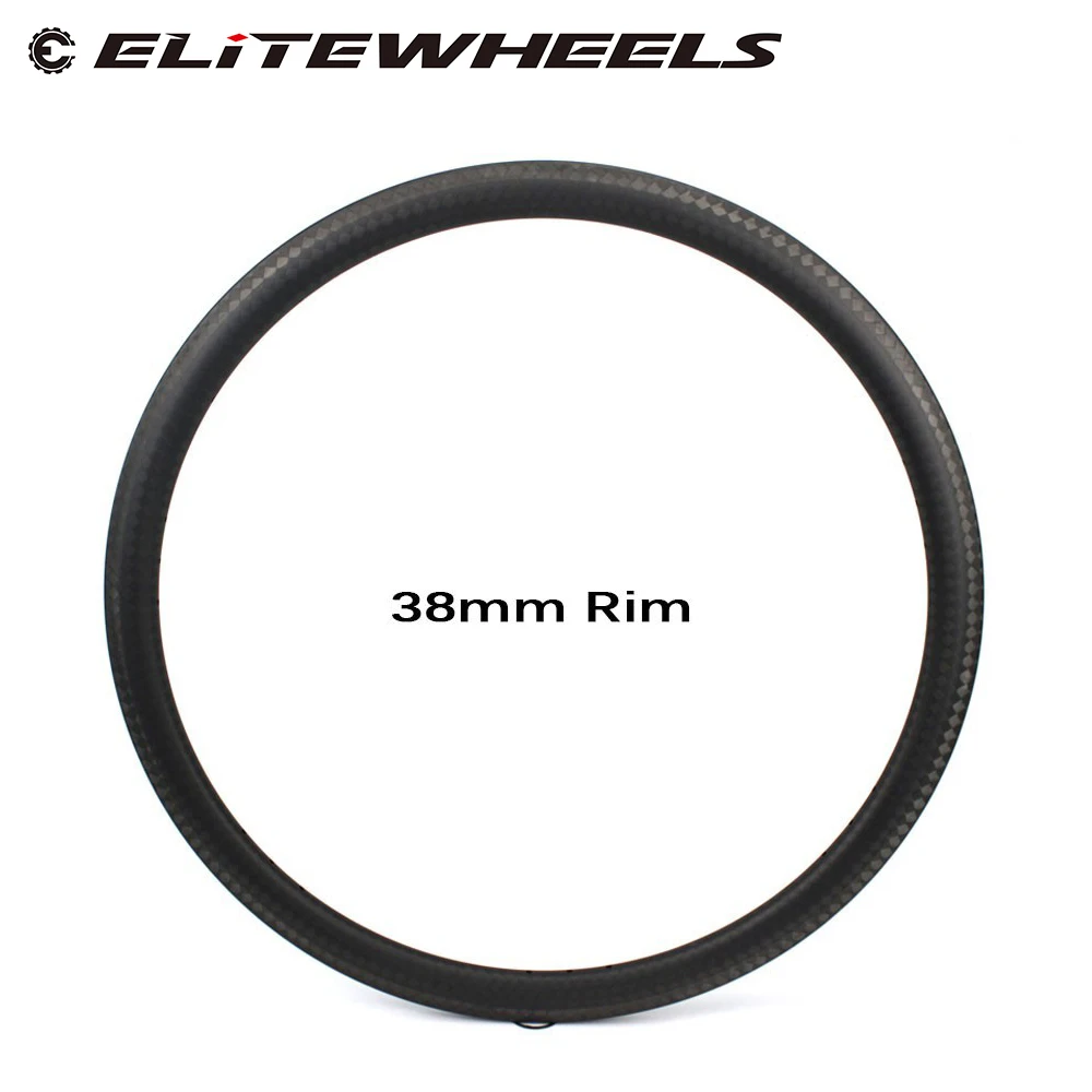 

ELITEWHEELS 12K Finish Carbon Road Bike Rim 38mm Low Profile Clincher Tubular Rim For 700c Bicycle Aero Wheel Super Light
