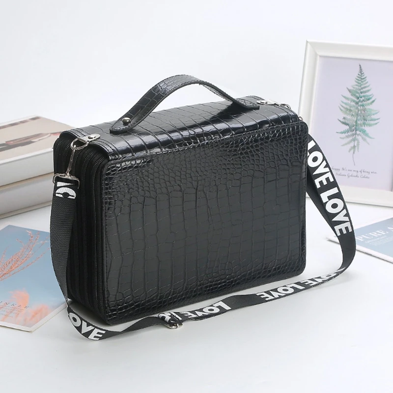 

252-Holes Crocodile Pattern Flowers With Shoulder Strap Zipper Pencil Case 1XCB