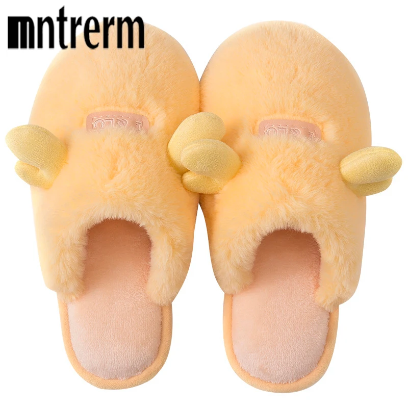

Mntrerm Cotton Slippers Women Autumn And Winter Japanese Couple Warm Confinement Shoes Plush Slippers Shoes Home Slippers