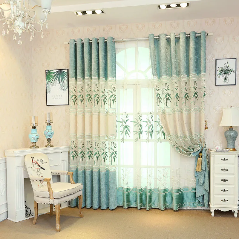 Европейские вышитые шторы для виллы роскошные из полиэстера и хлопка спальни