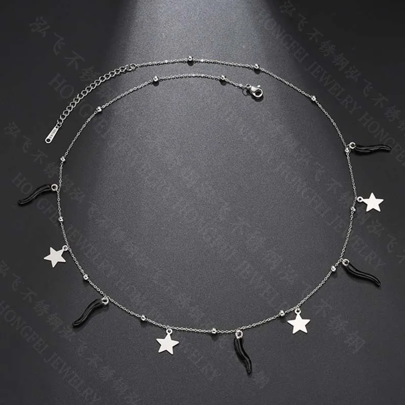 Корейский Стиль из нержавеющей стали черного цвета красного чили подвеска с