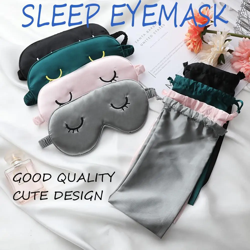 

Silk Sleeping Eye Mask For Women Men Elastic Band Cute Sleep Eye Night Cover Mask Bandage Antifaz Para Dormir Travel Blindfold