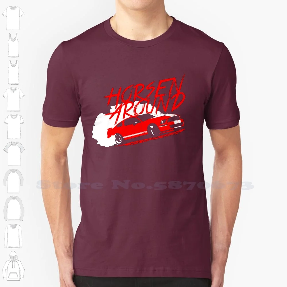 

Веселая женская футболка Horsen около Mustang Graphic на заказ, оставьте ваш знак Stang Notch выше упора Лисичка лиса Mach Gt 5 0 Five