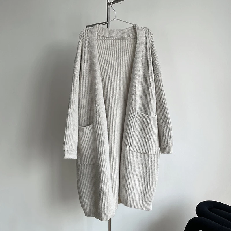 LARMREM 2022 осень зима новый длинный рукав вязаный кардиган женский утолщенный