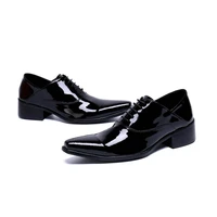 mens formal shoes genuine leather oxford shoes classic british casual business shoes lace up patent leather wedding party shoes