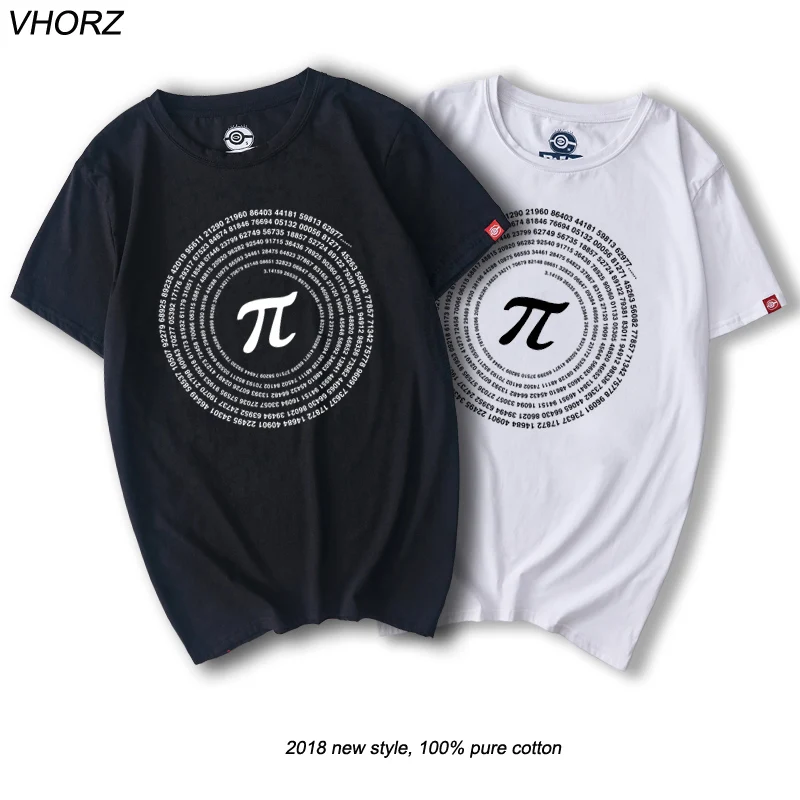 

VHORZ Novelty Pi Math TShirts Men's Cotton Loose Short Sleeve Tee shirts Geek Style T shirt Nerd Casual Man's T-shirts Tops