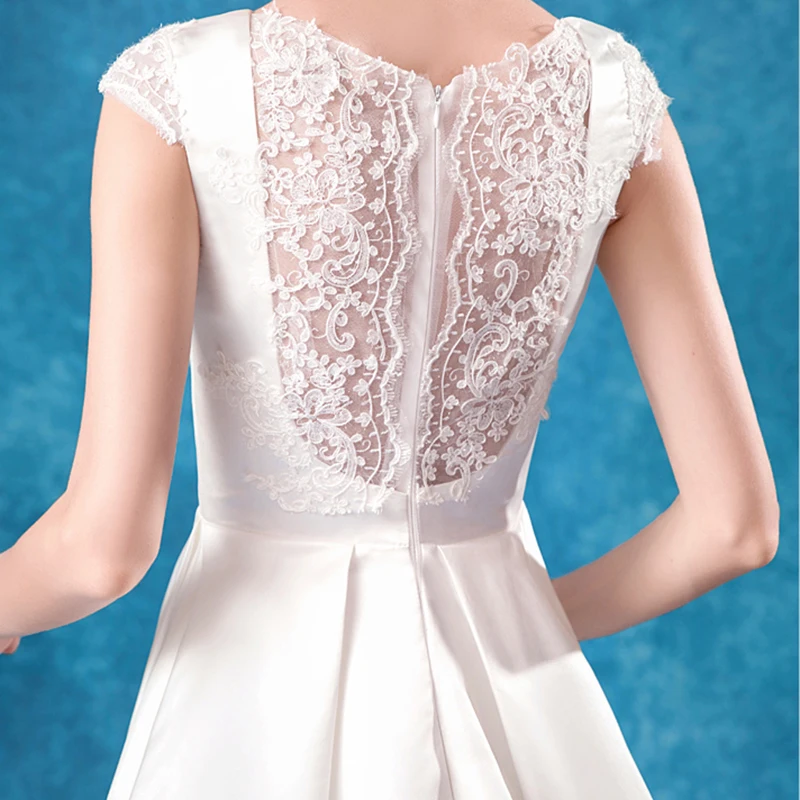 

White Luxury Evening Dress Illusion O-Neck Lace Tulle Floor-Length A-Line Pleat Embroidery Elegant Women Formal Dresses TS304