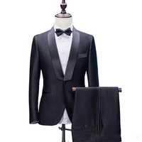 black slim fit men suits 2021 wedding groom suits with shawl lapel 2 pieces jacketpants best man blazer costume homme