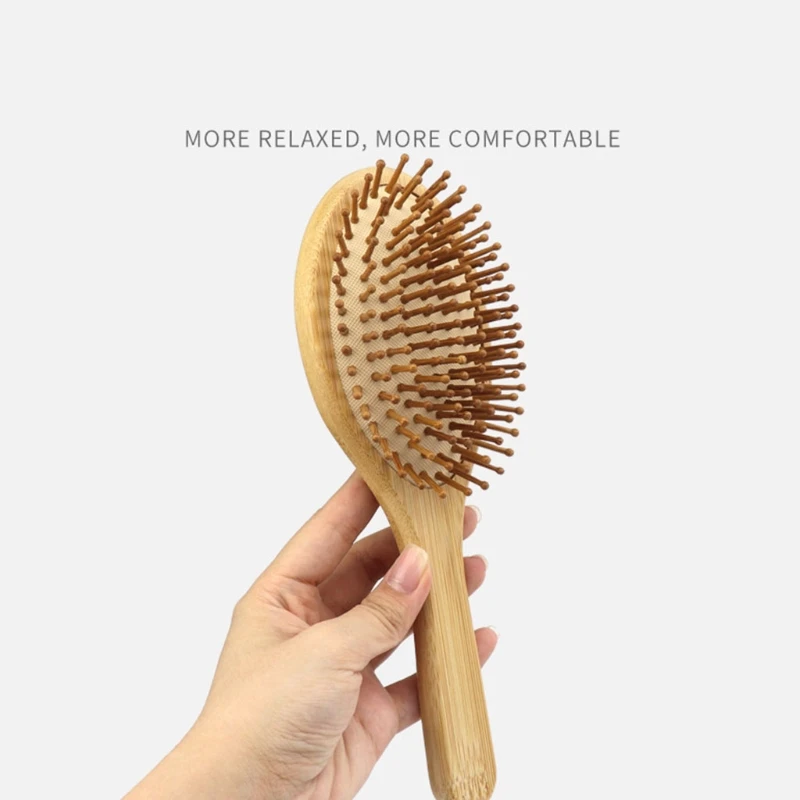 

Бамбуковая щетка для волос, щетка для распутывания волос, уменьшение пудры, Массажная щетка для прямых, вьющихся, волнистых, сухих, влажных, ...