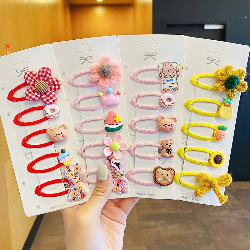 5 шт./компл. Милая красочная заколка для волос с бантом в виде цветка из