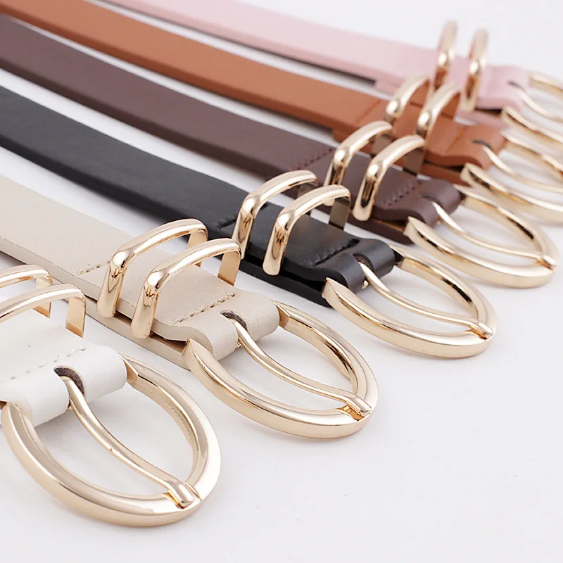 

New Fashion Ladies Belts Pu Leather Wild Round Pin Buckle Belts Ladies Professional Dress Jeans Accessories Designer Belts