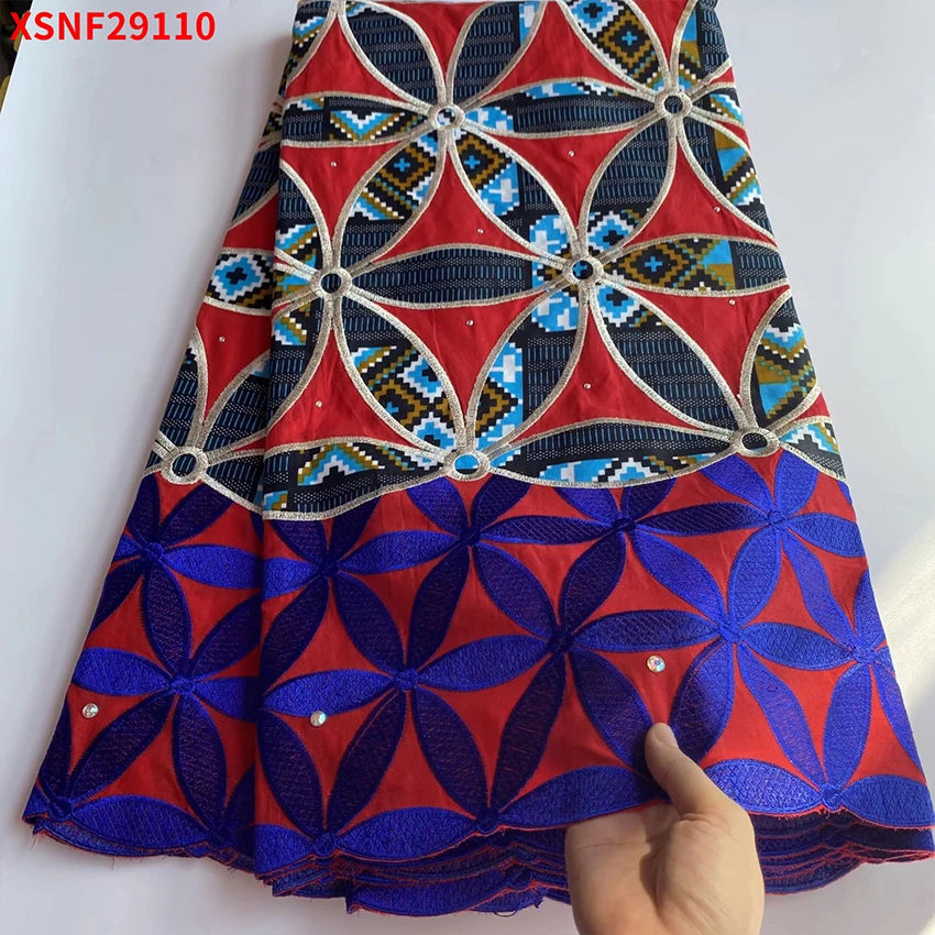 

_ Французская кружевная ткань яркая Ankara100 % воздухопроницаемая хлопковая швейцарская одежда XSNF29110 A