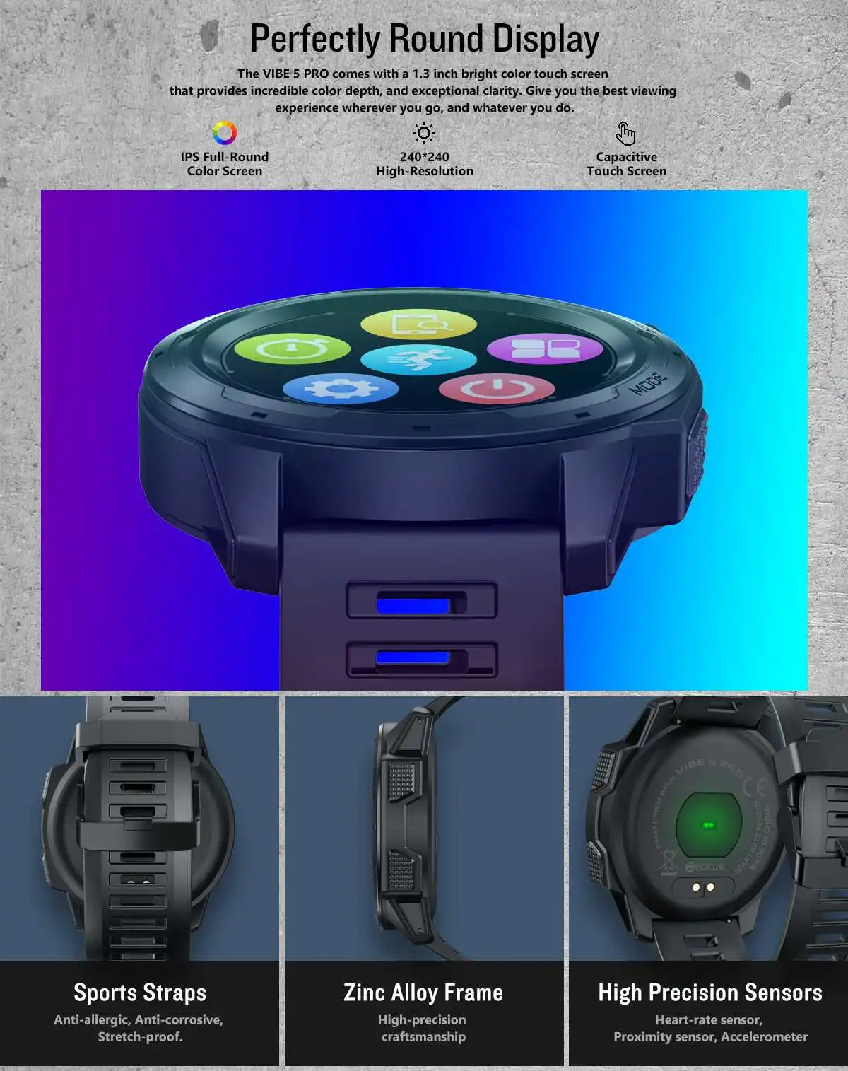 Zeblaze VIBE 5 PRO умные часы для мужчин сердечного ритма IP67 Мульти Спорт отслеживание смартфон уведомления Водонепроницаемый bluetooth Smartwatch