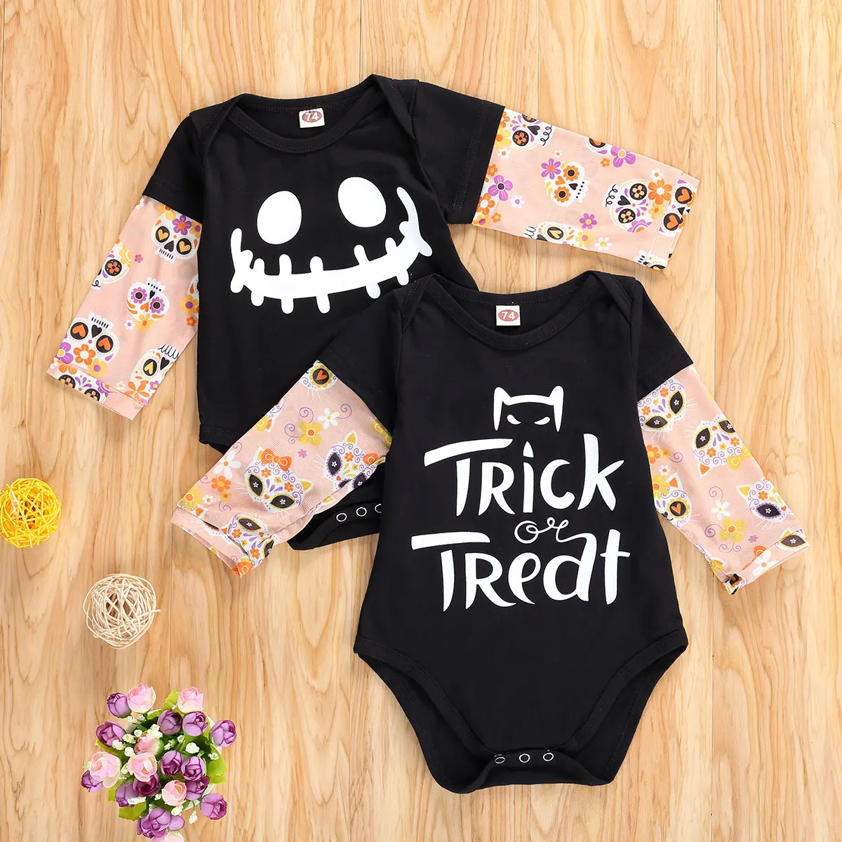 

Детский комбинезон с длинным рукавом и круглым вырезом, на пуговицах