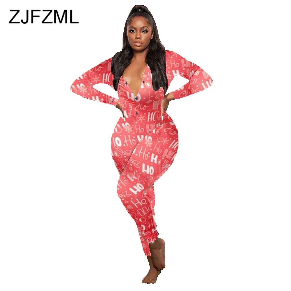 Рождественский узор облегающие комбинезоны женский комбинезон повседневный с