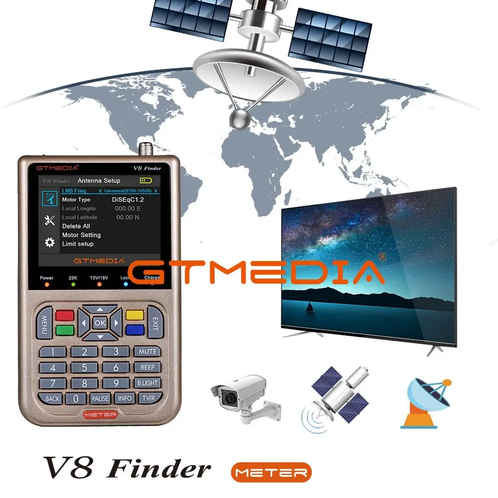 GTMEDIA/Freesat V8 Finder HD 1080P DVB S2 3 5 'экран Цифровой спутниковый измеритель высокой
