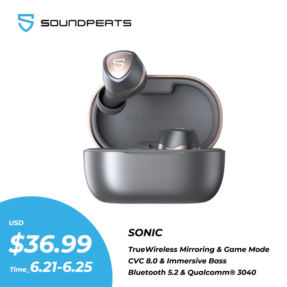 Беспроводные наушники SOUNDPEATS Sonic Bluetooth 5 2 QCC3040 APTX адаптивные CVC 8 0 TWS с зеркальным