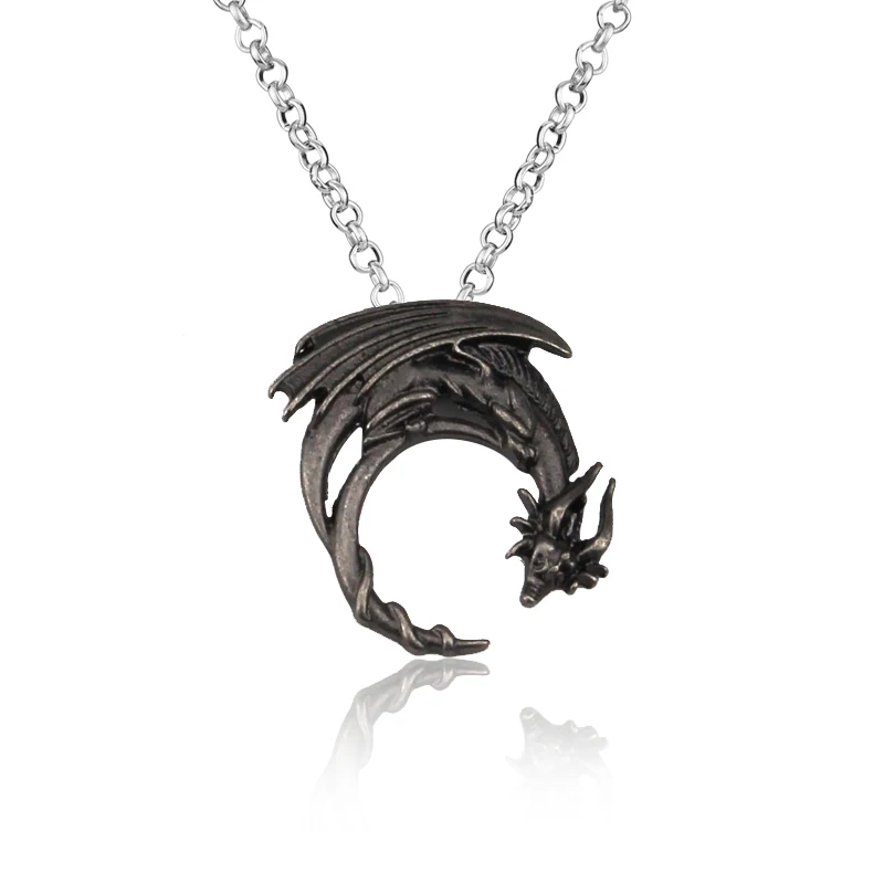 Новинка, подвеска "Игра престолов", винтажный аксессуар, кельтский дракон/Smaug, ожерелье с цепочкой, подвески - Окраска металла: N717-black
