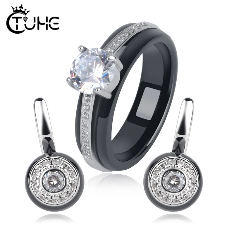 Женский ювелирный комплект из кольца и серёг нержавеющей стали|Ювелирные наборы|