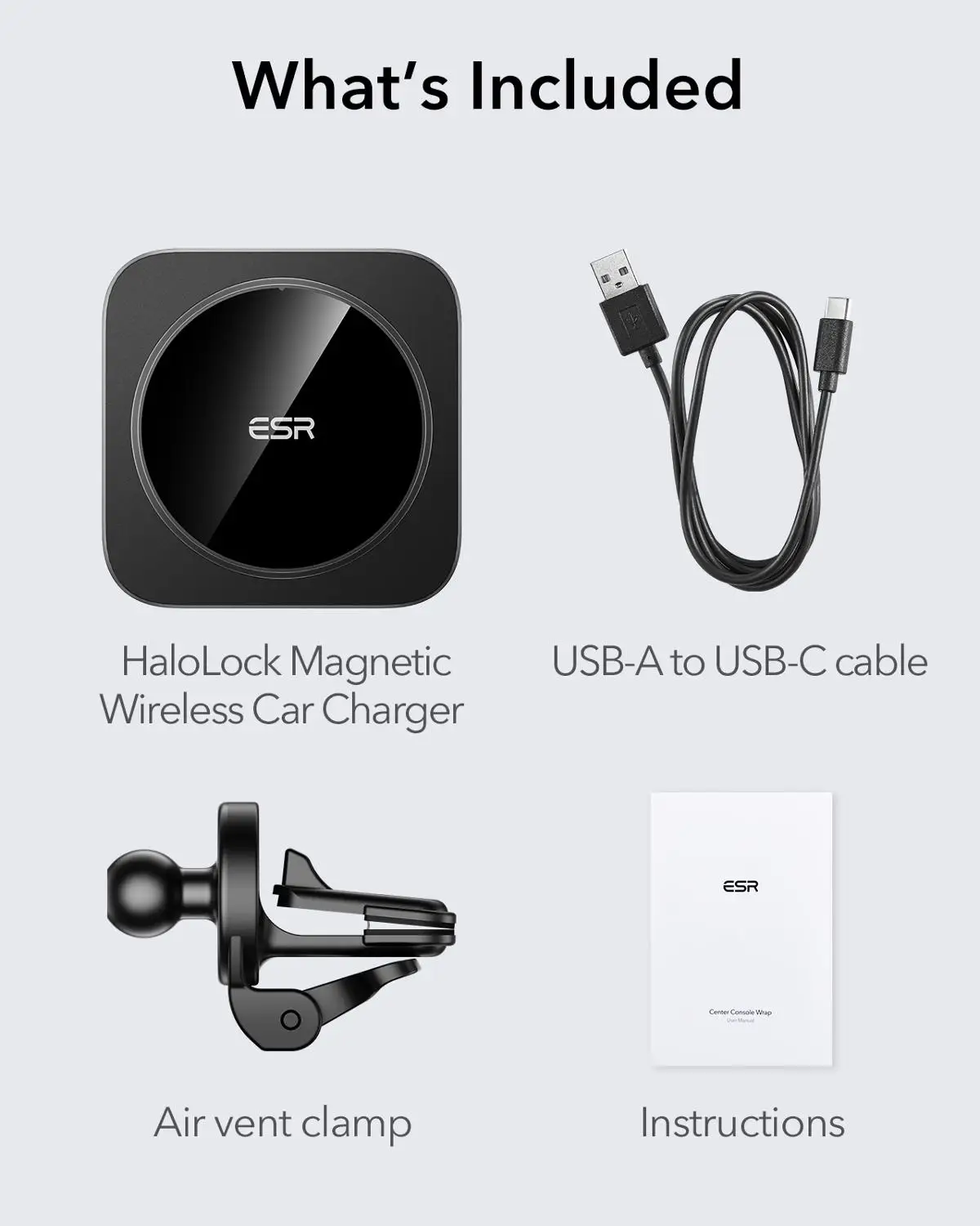 ESR-soporte magn&eacute;tico de tel&eacute;fono para coche, cargador inal&aacute;mbrico para iPhone 13 Pro Max, HaloLock, 15W, montaje 12-5