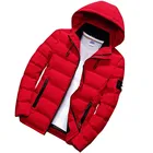 Новинка Зима 2019, толстая теплая куртка, модная мужская приталенная Повседневная куртка с капюшоном, большие размеры 5XL, Мужская Толстая хлопковая куртка красного черного зеленого цвета