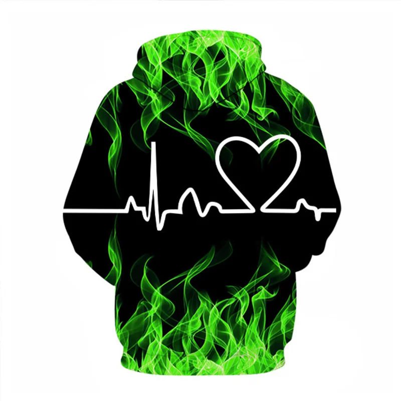 

Men's Hoodies 3D Purple Flame with Ekg Oversize Sweatshirt Young Loose Casual Sportswear Spring Autumn Coat Street Clothing