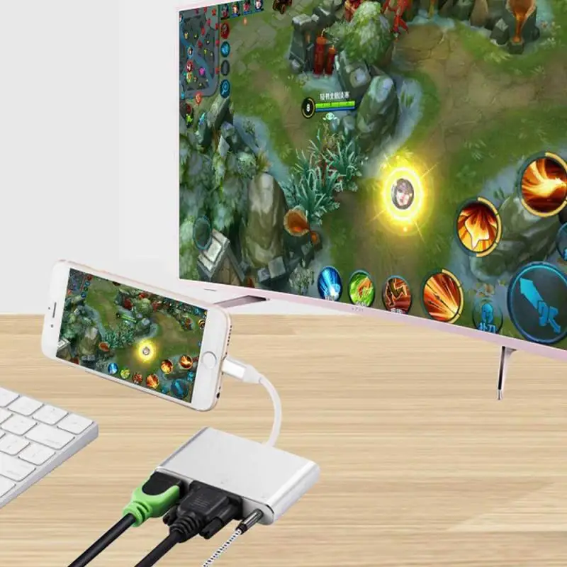Переходник для Apple Lightning/VGA аудио и видеокабель 4K Iphone X 6 6s 7 Plus Ipad Ofiice принадлежности