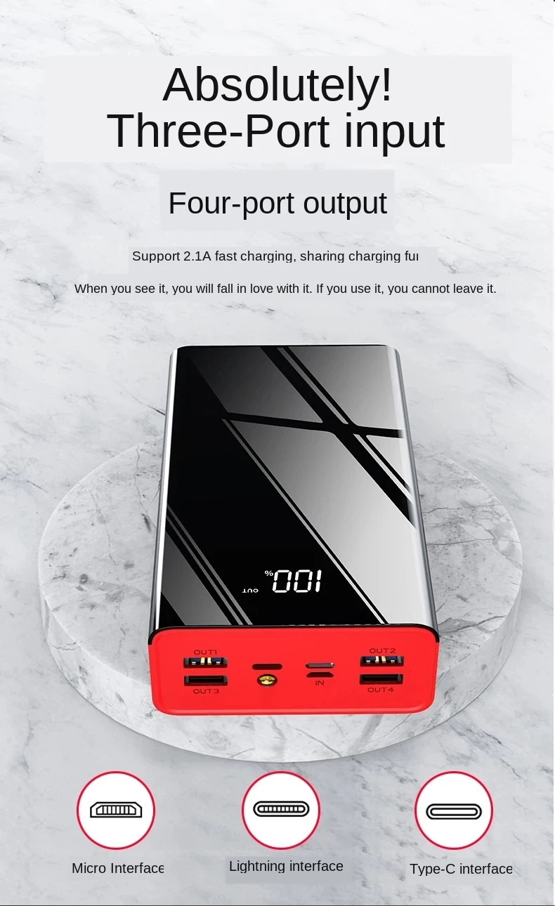 100000mAh Power Bank Large Capacity LCD PowerBank External Battery USB Portable Mobile Phone Charger for Samsung Xiaomi Iphone | Аксессуары