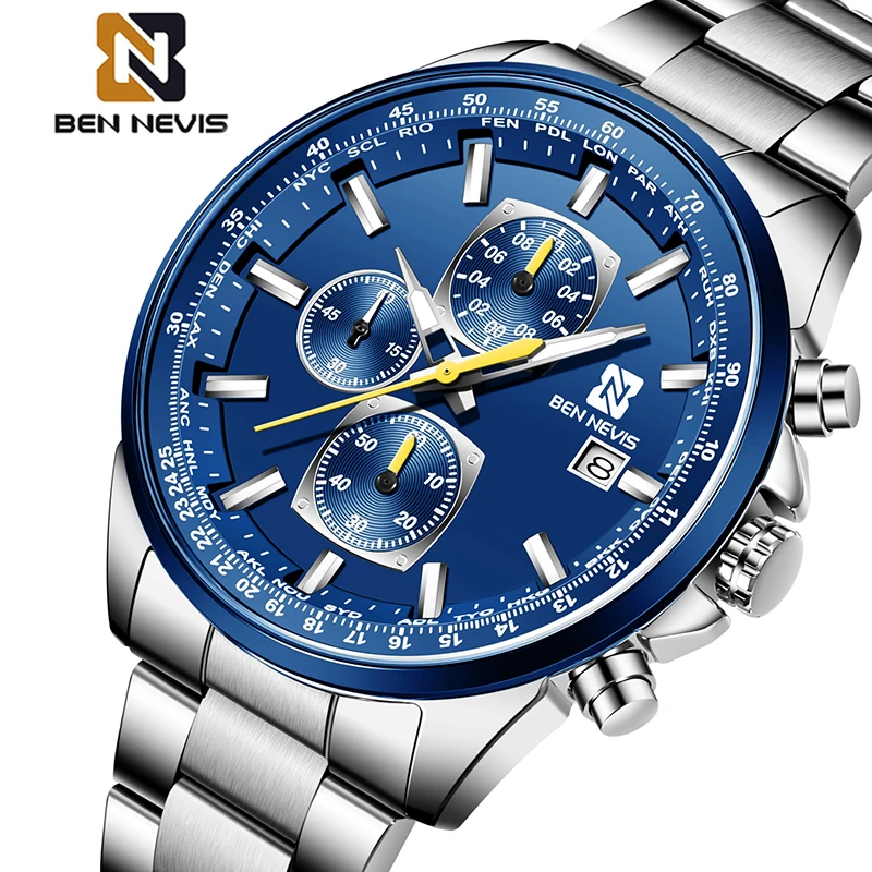

Relogio Masculino BEN NEVIS Fashion Mens Watches Top Brand Luxury Military Sport Quartz Watch Men Clock Waterproof Wristwatch