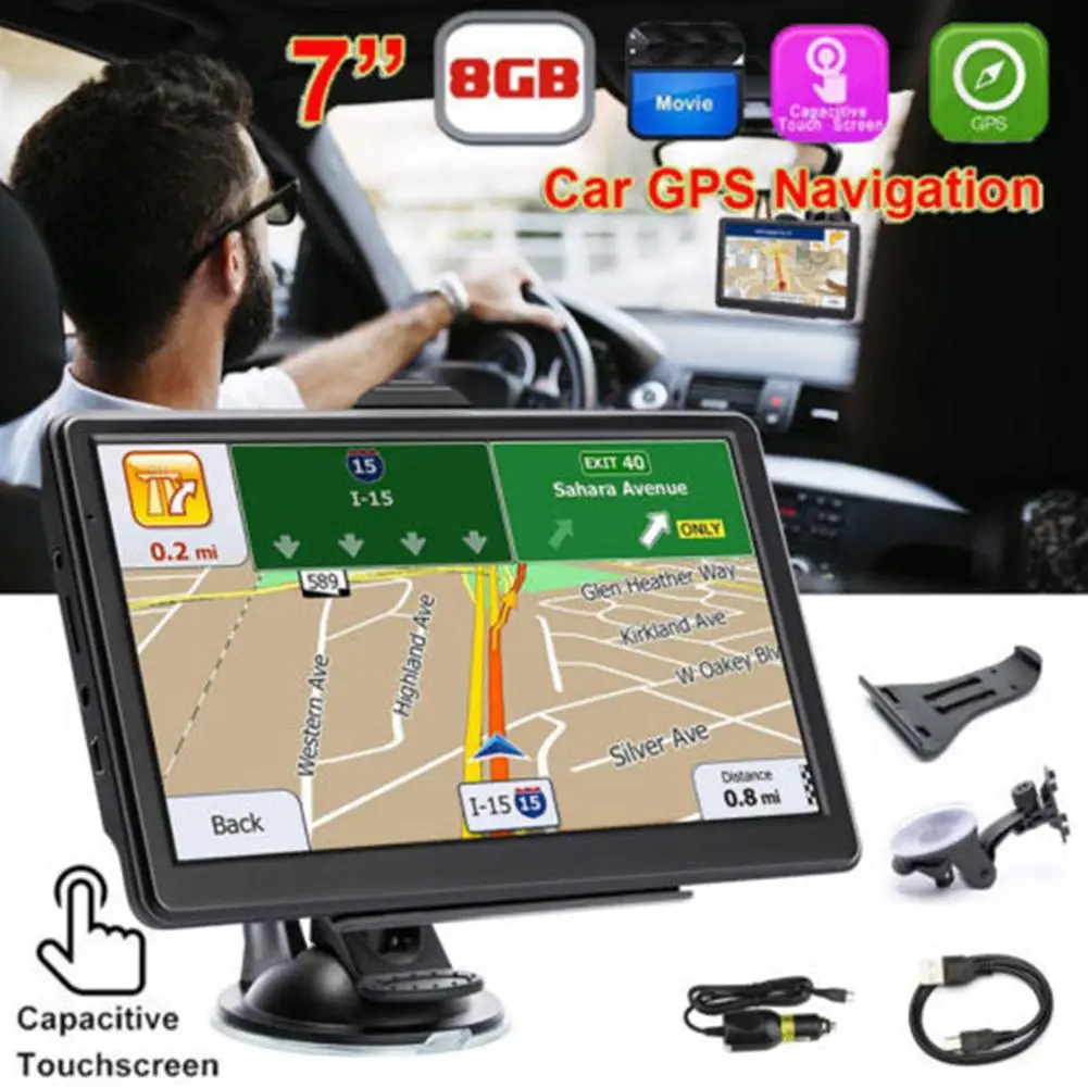Портативный 256 м+ 8 Гб 7 дюймов Сенсорный экран gps-навигатор для машины навигационный планшетный Авто gps автомобильного навигатора современные Карты FM gps
