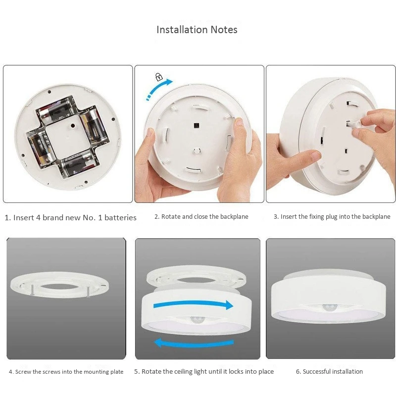 

Motion Sensor Ceiling Lights Battery Powered Indoor / Outdoor LED Warm Light Ceiling Lights for Corridor Laundry Room