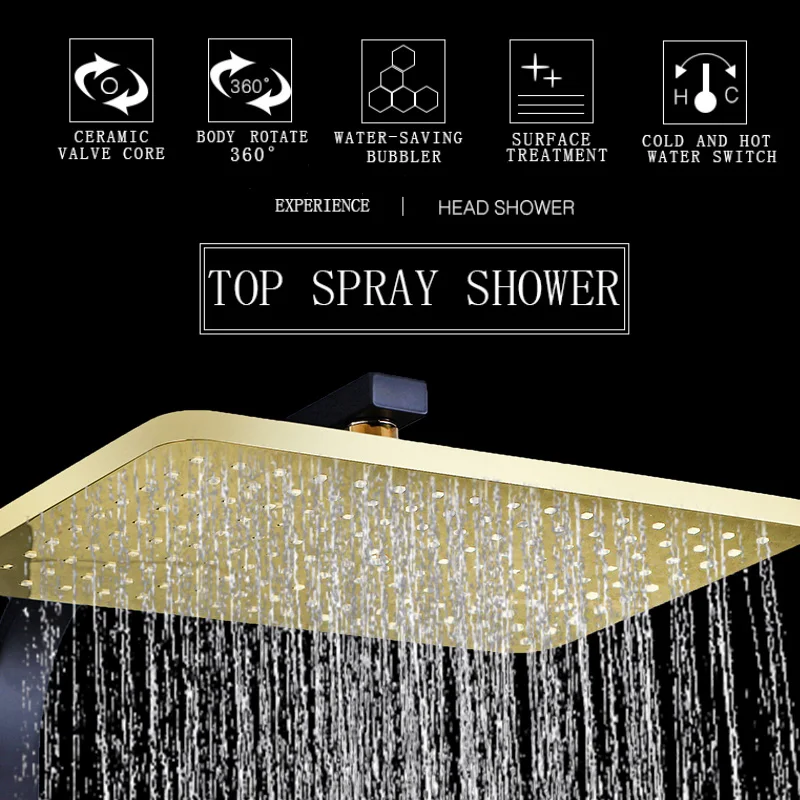 Ванная комната латунный душевой комплект Цвет черный золотистый белый Bottun пресс