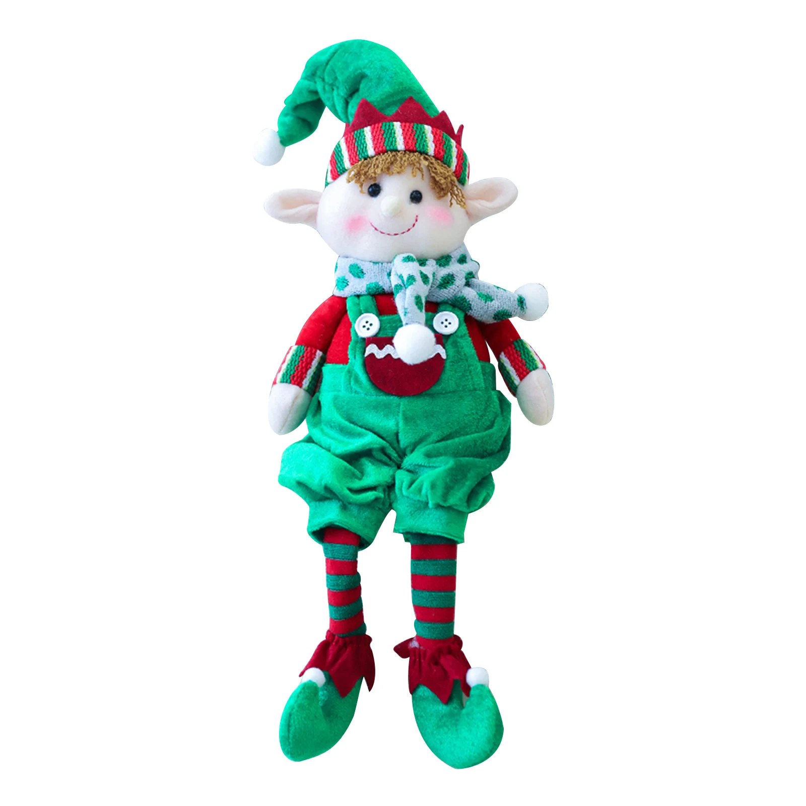 Фото Кукла-эльф из рождественские украшения красный зеленой ткани с длинными ножками