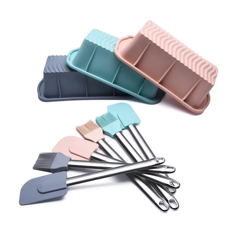 

DIY Cake Baking Mold Silicone Fondant Pastry Cooking Mould With Cream Scraper Butter Oil Brush Homemade Bread Toast Bakeware