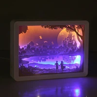 usb 3d shadow paper carving night lights home bedside decor romantic photo frame desk lamps valentines day gift paper cut lamp