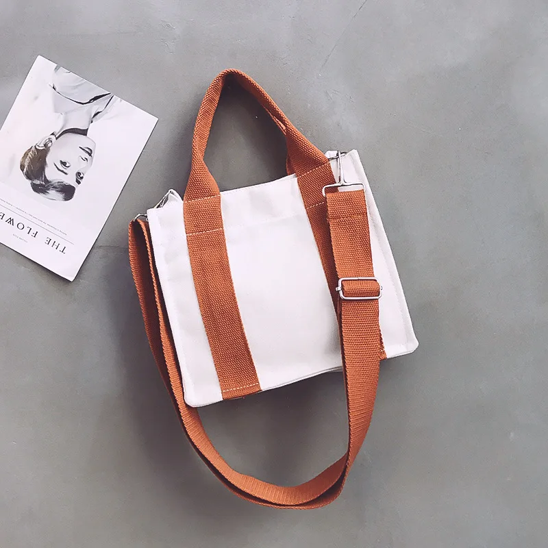 2019 новая Холщовая Сумка Женская Корейская широкополосная контрастная сумка