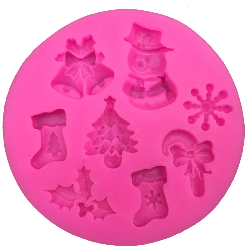 

Christmas Snowman Shape fondant silicone mold kitchen baking chocolate pastry candy Clay making cupcake decoration tools FT-0130