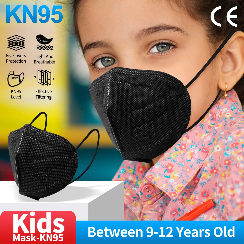 

10-100pcs FFP2 Kids Face Mask Dustproof Protective Mouth Masks Respirator 5 Layers Filter Children KN95 Mascarillas Mondkapjes