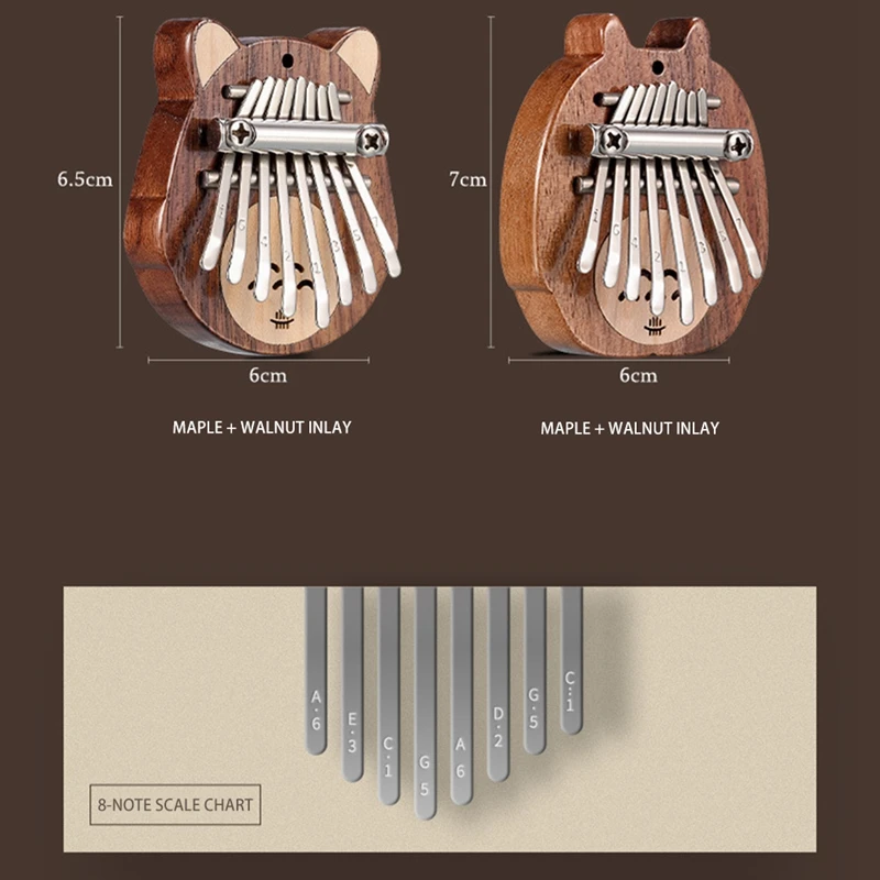

Hluru Black Walnut + Maple Thumb Finger Piano Musical Instrument Mini 8 Keys Kalimba Musical Enjoyable Instrument