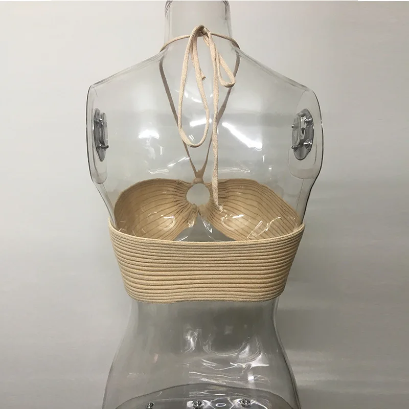 

Knitted Halter Sexy Backless Crop Tops for Women Cut-Out Sleeveless Summer Top Cropped Club Holiday Fashion Outfit